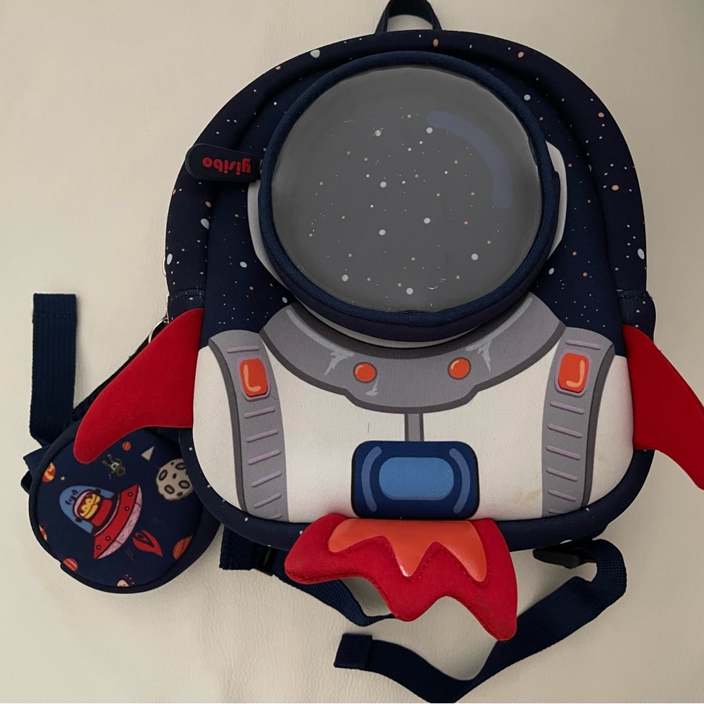 Rocket Astronaut Kids Backpack in Navy, Red, White